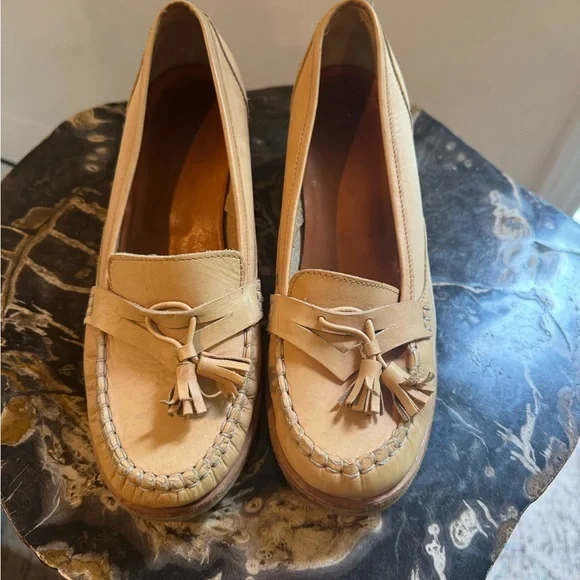 Swedish Hasbbens Tan Tassel Loafers - Picture 1 of 6